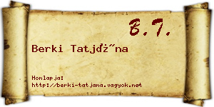 Berki Tatjána névjegykártya